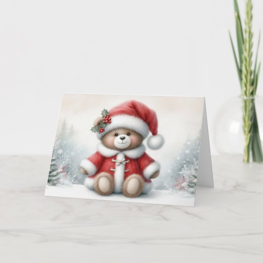 Tarjeta de Navidad con imagen de osito de Navidad カード (正面)