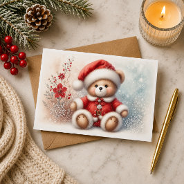 Tarjeta de Navidad con imagen de osito de Navidad カード