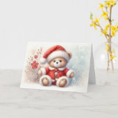 Tarjeta de Navidad con imagen de osito de Navidad カード (黄色い花)