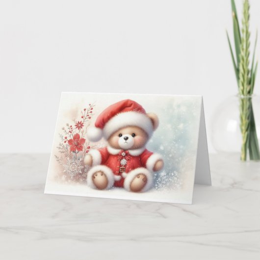 Tarjeta de Navidad con imagen de osito de Navidad カード (正面)