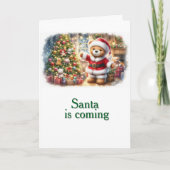 Tarjeta de Navidad con imagen de osito y árbol カード (正面)