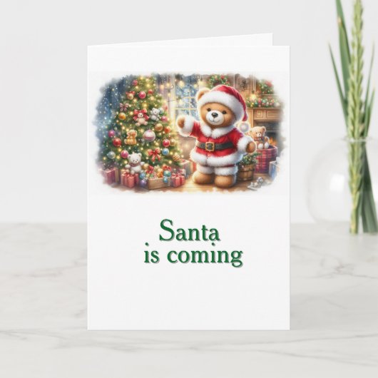 Tarjeta de Navidad con imagen de osito y árbol  カード (正面)