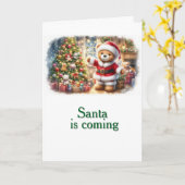 Tarjeta de Navidad con imagen de osito y árbol  カード (黄色い花)