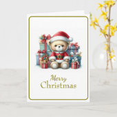 Tarjeta de Navidad con imagen de osito y regalos カード (黄色い花)