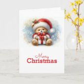 Tarjeta de Navidad con imagen de osito y regalos カード (黄色い花)