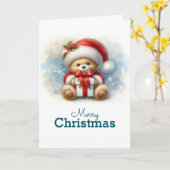 Tarjeta de Navidad con imagen de osito y regalos カード (黄色い花)