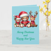 Tarjeta de Navidad con imagen de osito y reno. カード (黄色い花)