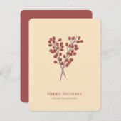 Tarjeta de Navidad ilustración bayas rojas vintage シーズンカード (正面/裏面)