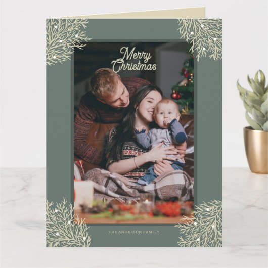 Tarjeta de Navidad ilustración hojas abeto verde カード (小さな植物)