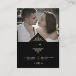 Tarjeta De Recepción RSVP Gold Wedding Initials Fl エンクロージャーカード