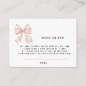 Tarjeta De RecepciónPink Bow Baby Shower Books for エンクロージャーカード (正面)