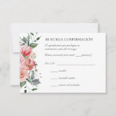Tarjeta de RSVP de boda rosa elegante スペインの RSVP (正面)