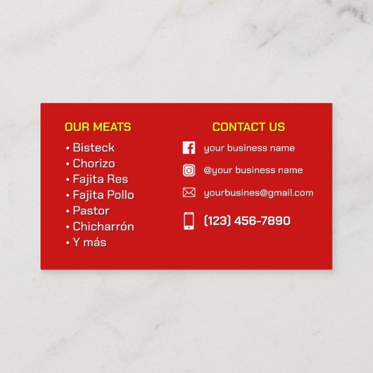 Tarjeta de visita 名刺 (裏面)