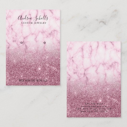 Tarjeta De Visita  Elegant Gold Glitter Marble Mod 名刺 (正面/裏面)