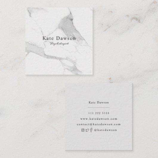 Tarjeta de visita Grey White Marble Business Card スクエア名刺 (正面/裏面)