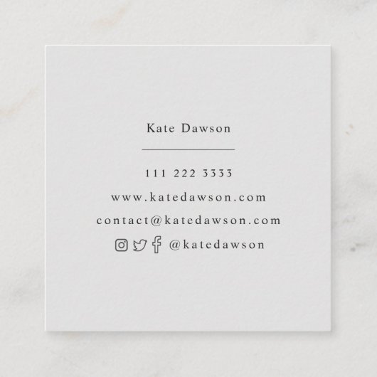 Tarjeta de visita Grey White Marble Business Card スクエア名刺 (裏面)