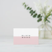 Tarjeta de visita Minimal Pink White Business Card 名刺 (スタンド正面)