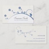 Tarjeta elegante con flores azules y chevrón 名刺 (正面/裏面)