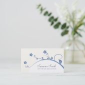 Tarjeta elegante con flores azules y chevrón 名刺 (スタンド正面)