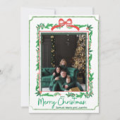 Tarjeta Festiva Border Ribbon Bow シーズンカード (正面)