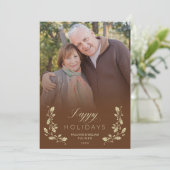 Tarjeta Festiva Brown Whimsical Script Quote Photo シーズンカード (スタンド正面)