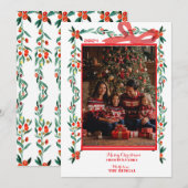 Tarjeta Festiva de Navidad Border Ribbon Bow シーズンカード (正面/裏面)