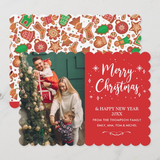 Tarjeta Festiva Family Christmas Cookie photo Card シーズンカード (正面/裏面)