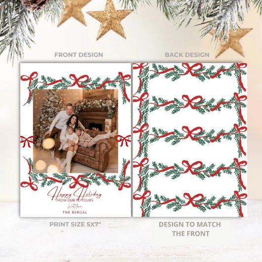 Tarjeta Festiva Garland Bows Red シーズンカード