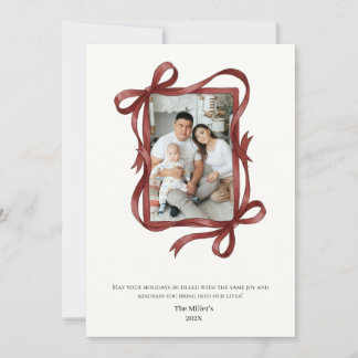 Tarjeta Festiva Minimal Bows con Foto シーズンカード