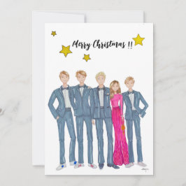 Tarjeta festiva plana Christmas card familia  シーズンカード