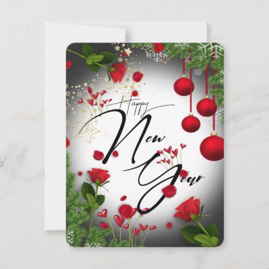 Tarjeta festiva plana de año nuevo con flores シーズンカード (正面)
