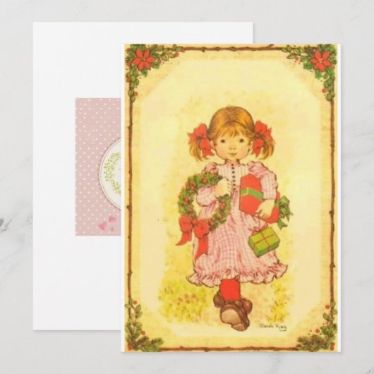 Tarjeta festiva plana navideña Sarah Kay シーズンカード (正面/裏面)