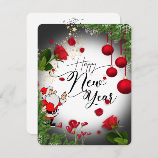 Tarjeta festiva plana para año nuevo con rosas シーズンカード (正面/裏面)