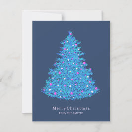 Tarjeta ilustración de árbol de Navidad azul シーズンカード