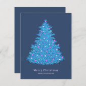 Tarjeta ilustración de árbol de Navidad azul シーズンカード (正面/裏面)