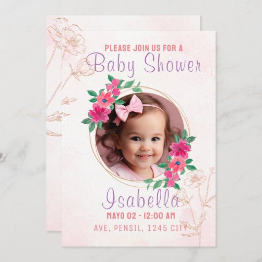 Tarjeta invitación Baby Shower 招待状 (正面/裏面)