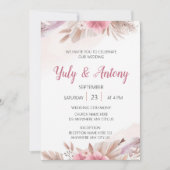 Tarjeta Invitación color champagne, rosado boda 招待状 (正面)