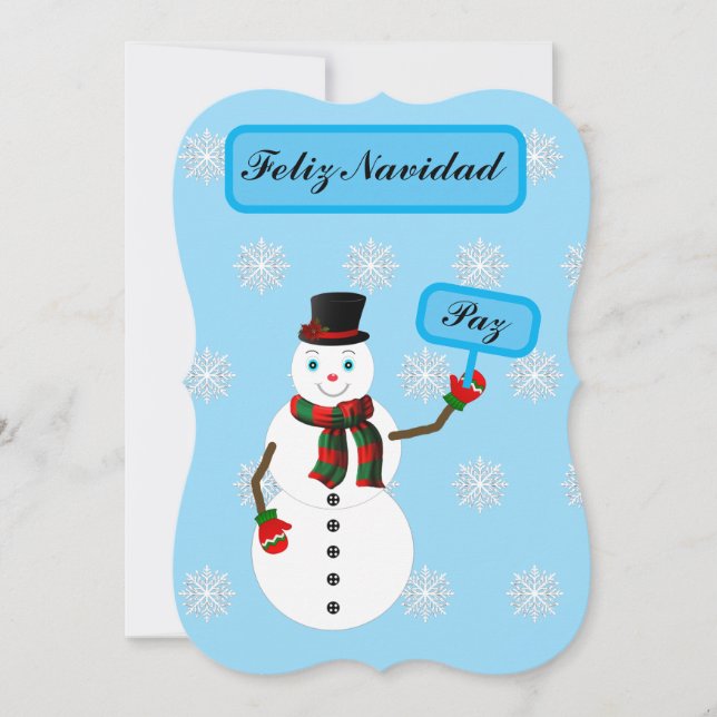 tarjeta navideña de hombre de nieve (正面)