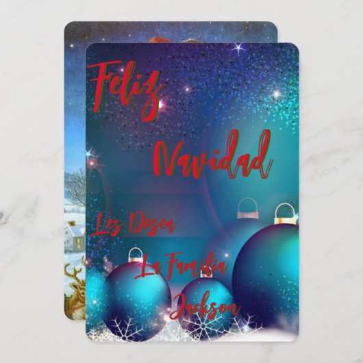 Tarjeta Navideña Feliz Navidad personalizada (正面/裏面)