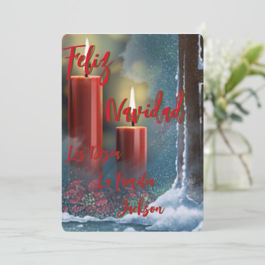Tarjeta Navideña Feliz Navidad personalizada (スタンド正面)