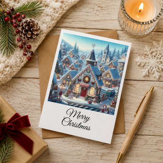 Tarjeta navideña. Tarjeta de felicitación plegada カード