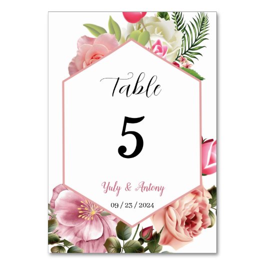 Tarjeta para mesa identificador wedding card テーブルナンバー (正面)