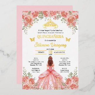 Tarjeta para Quinceañera Invitacion de quinceanera 箔招待状