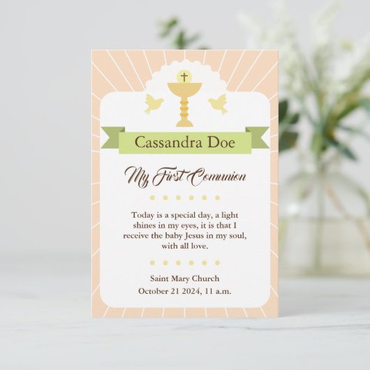 Tarjeta Primera Comunión. Niña. 招待状 (スタンド正面)