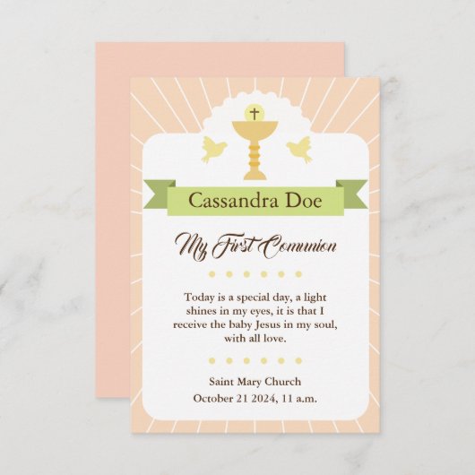 Tarjeta Primera Comunión. Niña. 招待状 (正面/裏面)