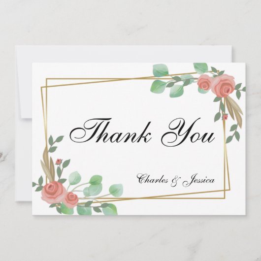 Tarjeta Thank You boda personalizada floral サンキューカード (正面)
