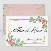 Tarjeta Thank You boda personalizada floral サンキューカード (正面/裏面)
