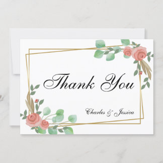 Tarjeta Thank You boda personalizada floral サンキューカード
