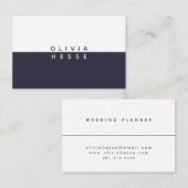 Tarjeta visita Minimal DarkBlue White BusinessCard 名刺 (正面/裏面)