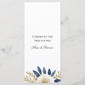 Tarjetas de Menú Cheers Couple Floral Blue Gold メニュー (裏面)